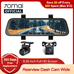 9.35 Inch Full Screen 70mai Rearview Dash Cam Wide 1080P Auto Cam 130FOV 70mai D07 Mirror Car Recorder Stream Media Car DVR