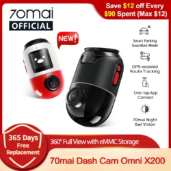 70mai Dash Cam Omni X200 360° Full View Built-in GPS ADAS 70mai Car DVR X200 Camera 24H Parking Monitor eMMC Storage AI Motion