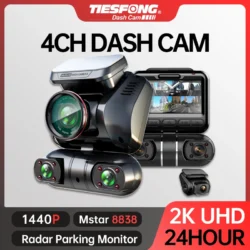 TiESFONG M10max 2K 1440P Dash Cam for Car DVR 4CH 360 Camera 24H Parking Monitor Night Vision Auto Video Recorder WiFi 256Gmax