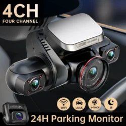 TiESFONG 360 Dash Cam M8S 4CH HD 4*1080P for Car DVR 24H Parking Monitoring Video Recorder Night Vision WiFi 256GBmax